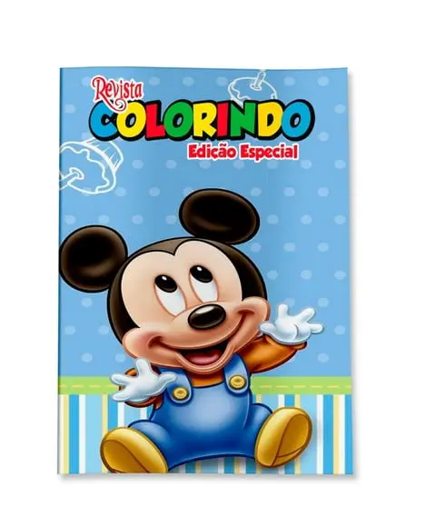 Livro de Colorir Mickey Baby 14x10 Personalizado | Kit Colorir Infantil | Lembrancinha Festa Infantil