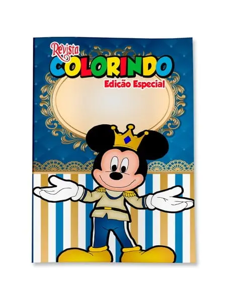 Livro de Colorir Mickey Realeza 14x10 Personalizado | Kit Colorir Infantil | Lembrancinha Festa Infantil