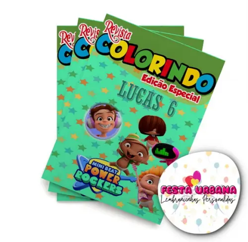 Livro de Colorir Miní Beat Power Rockers 14x10 Personalizado | Kit Colorir Infantil | Lembrancinha Festa Infantil