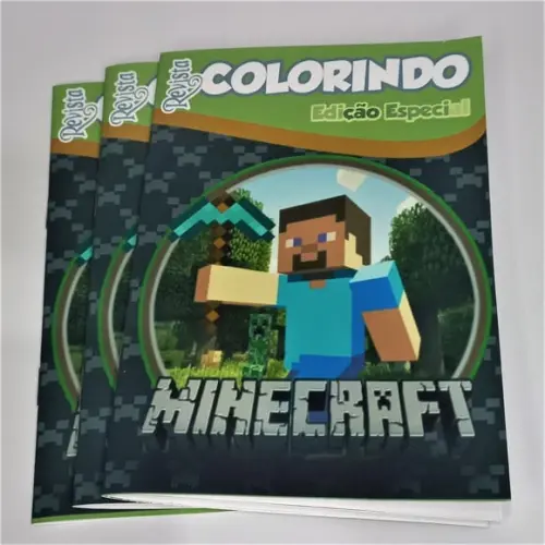 Livro de Colorir Minecraft 14x10 Personalizado | Kit Colorir Infa