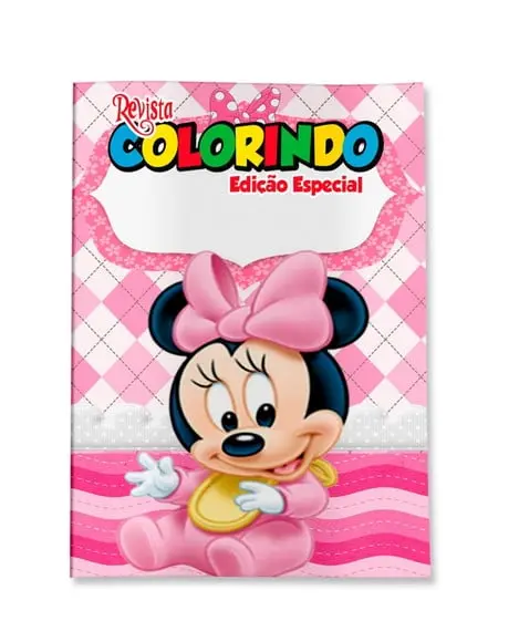 Livro de Colorir Minnie Baby 14x10 Personalizado | Kit Colorir Infantil | Lembrancinha Festa Infantil