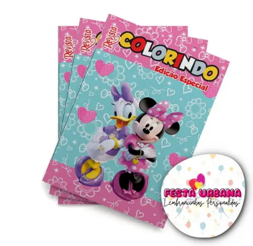Livro de Colorir Minnie e Margarida 14x10 Personalizado | Kit Colorir Infantil | Lembrancinha Festa Infantil