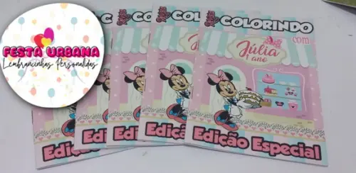 Livro de Colorir Minnie Confeiteira 14x10 Personalizado | Kit Col