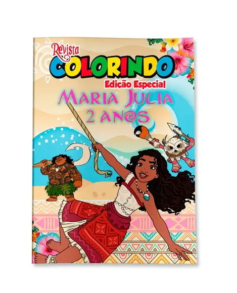 Livro de Colorir Moana 2 14x10 Personalizado | Kit Colorir Infantil | Lembrancinha Festa Infantil