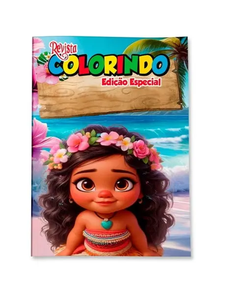 Livro de Colorir Moana Baby 14x10 Personalizado | Kit Colorir Infantil | Lembrancinha Festa Infantil