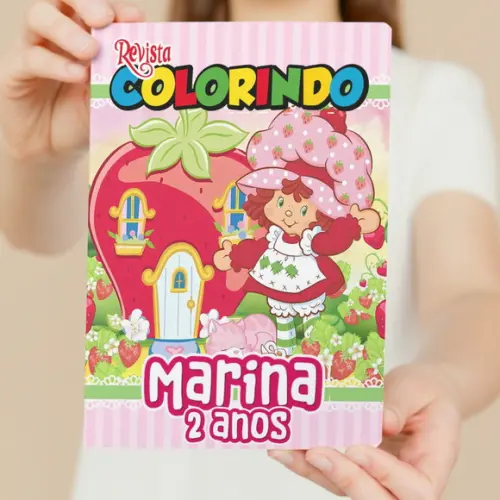Livro de Colorir Moranguinho Antiga Tam G 15x21 cm Personalizado | Kit Colorir Infantil | Lembrancinha Festa Infantil