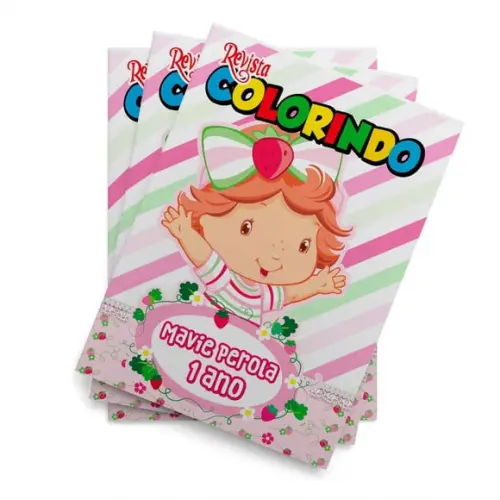 Livro de Colorir Moranguinho Baby 14x10 Personalizado | Kit Colorir Infantil | Lembrancinha Festa Infantil