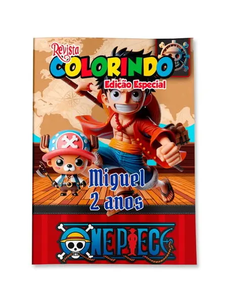 Livro de Colorir One Piece 14x10 Personalizado | Kit Colorir Infantil | Lembrancinha Festa Infantil