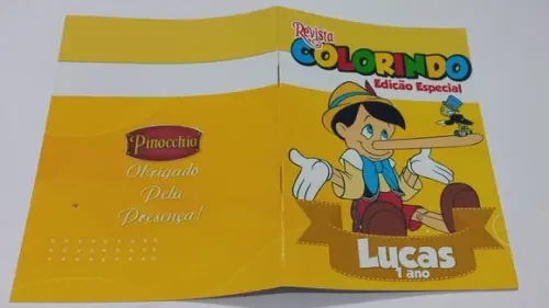 Livro de Colorir Pinóquio 14x10 Personalizado | Kit Colorir Infa