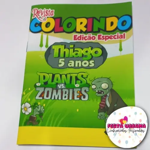 Livro de Colorir Plants Vs Zombies 14x10 Personalizado | Kit Colo