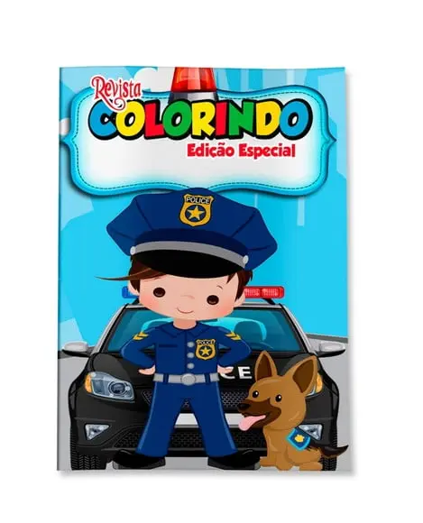 Livro de Colorir Policial Menino 14x10 Personalizado | Kit Colorir Infantil | Lembrancinha Festa Infantil