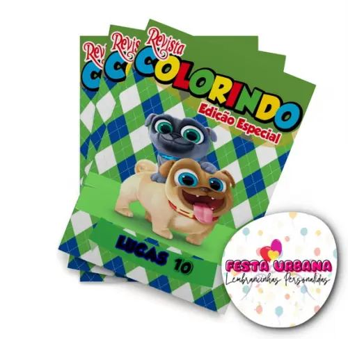 Livro de Colorir Puppy Dog Pals 14x10 Personalizado | Kit Colorir Infantil | Lembrancinha Festa Infantil