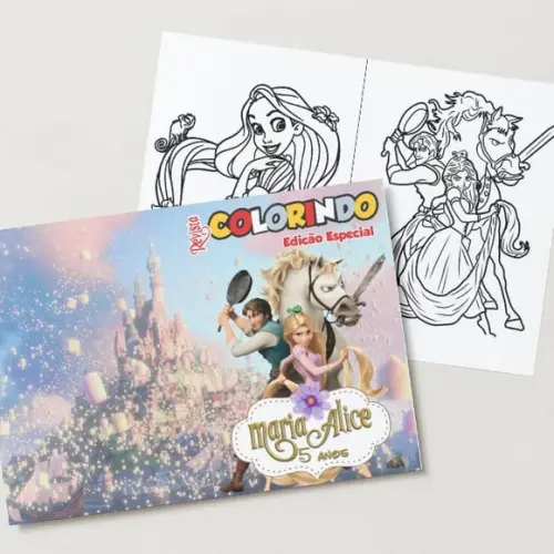 Livro de Colorir Rapunzel Enrolados 14x10 Personalizado | Kit Col