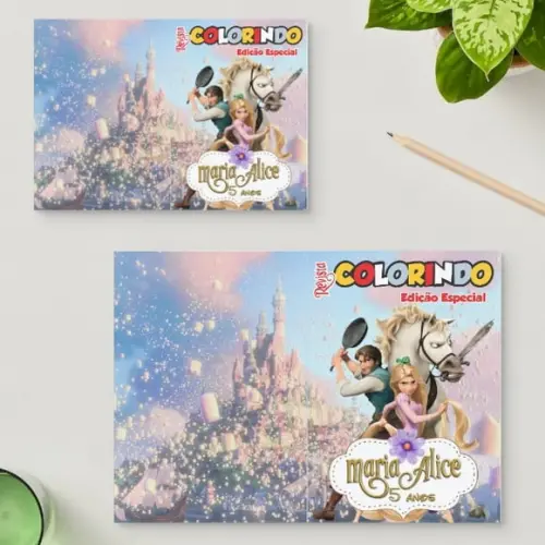 Livro de Colorir Rapunzel Enrolados 14x10 Personalizado | Kit Col