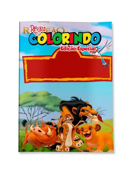 Livro de Colorir Rei Leão Guarda do Leão 14x10 Personalizado | Kit Colorir Infantil | Lembrancinha Festa Infantil
