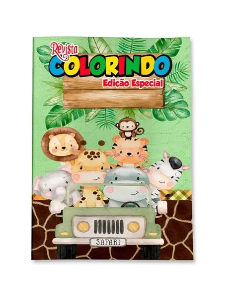 Livro de Colorir Safari 14x10 Personalizado | Kit Colorir Infantil | Lembrancinha Festa Infantil