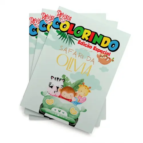 Livro de Colorir Safari 14x10 Personalizado | Kit Colorir Infantil | Lembrancinha Festa Infantil