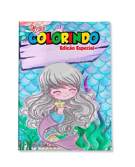 Livro de Colorir Sereia Cute Baby 14x10 Personalizado | Kit Colorir Infantil | Lembrancinha Festa Infantil