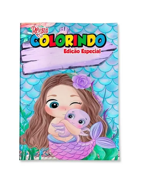 Livro de Colorir Sereia Cute Baby 14x10 Personalizado | Kit Colorir Infantil | Lembrancinha Festa Infantil