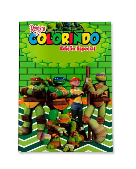 Livro de Colorir Tartarugas Ninja 14x10 Personalizado | Kit Colorir Infantil | Lembrancinha Festa Infantil