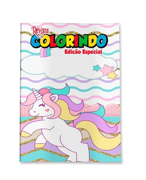 Livro de Colorir Unicórnio 14x10 Personalizado | Kit Colorir Infantil | Lembrancinha Festa Infantil