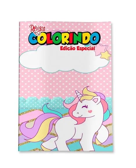 Livro de Colorir Unicórnio 14x10 Personalizado | Kit Colorir Infantil | Lembrancinha Festa Infantil
