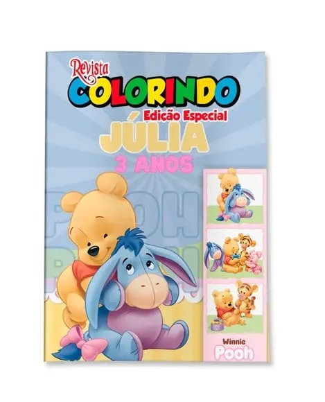 Livro de Colorir Ursinho Pooh 14x10 Personalizado | Kit Colorir Infantil | Lembrancinha Festa Infantil