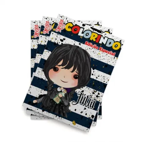 Livro de Colorir Wandinha Addams 14x10 cm Personalizado | Kit Colorir Infantil | Lembrancinha Festa Infantil