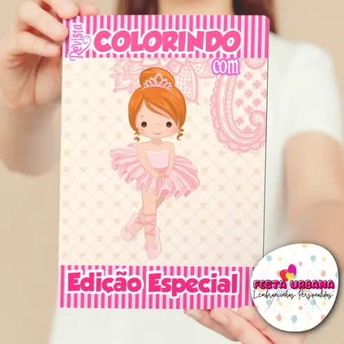 Livro de Colorir s Bailarina Tam G 15x21 Cm Personalizado | Kit Colorir Infantil | Lembrancinha Festa Infantil