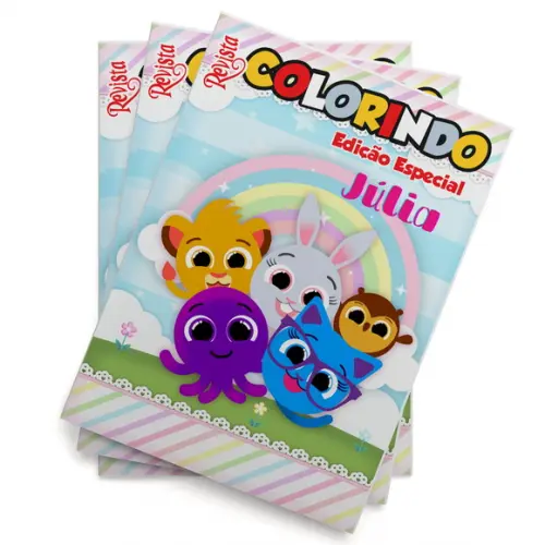 Livro de Colorir s Bolofofos Menina Rosa Tam 14x10 cm Personalizado | Kit Colorir Infantil | Lembrancinha Festa Infantil