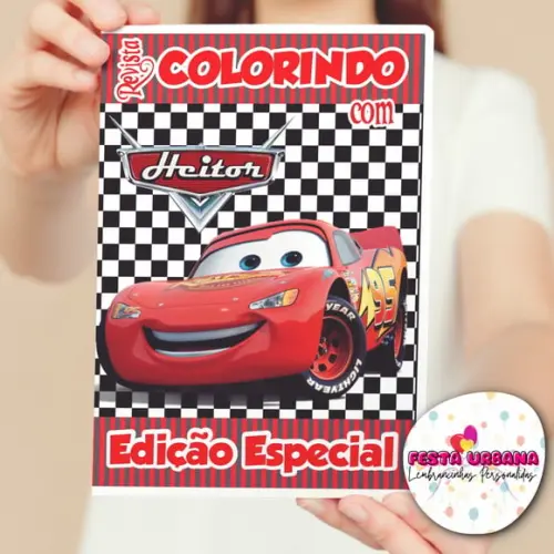 Livro de Colorir s Carros Tam G 15x21 Cm Personalizado | Kit Colorir Infantil | Lembrancinha Festa Infantil