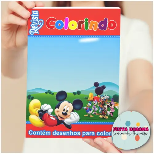 Livro de Colorir s Casa Do Mickey Tam G 15x21 Cm Personalizado | Kit Colorir Infantil | Lembrancinha Festa Infantil