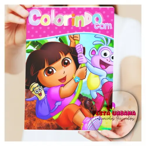 Livro de Colorir s Dora Aventureira Tam G 15x21 Cm Personalizado | Kit Colorir Infantil | Lembrancinha Festa Infantil
