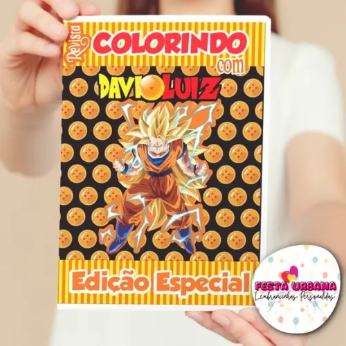 Livro de Colorir s Dragon Ball Tam G 15x21 Cm Personalizado | Kit Colorir Infantil | Lembrancinha Festa Infantil