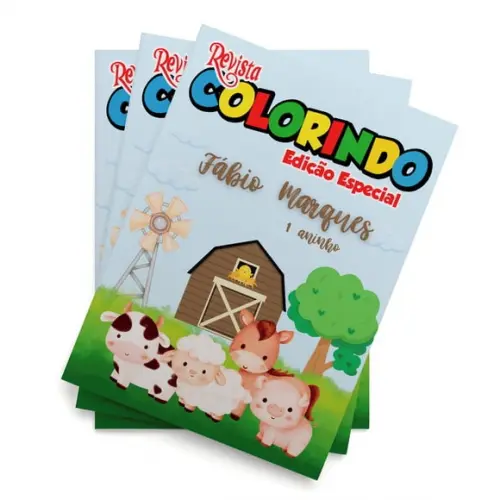 Livro de Colorir s Fazendinha Menina Tam 14x10 cm Personalizado | Kit Colorir Infantil | Lembrancinha Festa Infantil