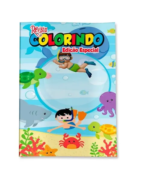 Livro de Colorir s Fundo do Mar 14x10 Personalizado | Kit Colorir Infantil | Lembrancinha Festa Infantil
