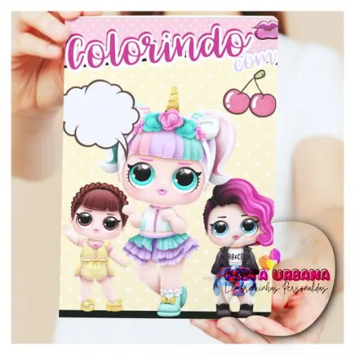 Livro de Colorir s Lol Surprise Tam G 15x21 Cm Personalizado | Kit Colorir Infantil | Lembrancinha Festa Infantil