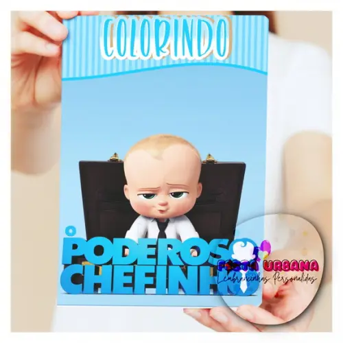 Livro de Colorir s O Poderoso Chefinho Tam G 15x21 Cm Personalizado | Kit Colorir Infantil | Lembrancinha Festa Infantil