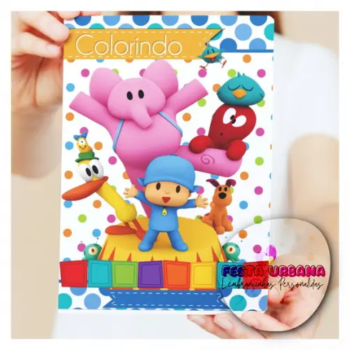 Livro de Colorir s Pocoyo Tam G 15x21 Cm Personalizado | Kit Colorir Infantil | Lembrancinha Festa Infantil