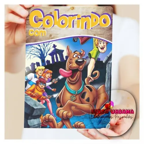 Livro de Colorir s Scooby Doo Tam G 15x21 Cm Personalizado | Kit Colorir Infantil | Lembrancinha Festa Infantil