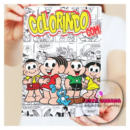 Livro de Colorir s Turma Da Mônica Tam G 15x21 Cm Personalizado | Kit Colorir Infantil | Lembrancinha Festa Infantil