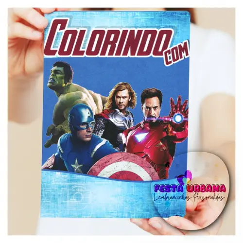 Livro de Colorir s Vingadores Tam G 15x21 Cm Personalizado | Kit Colorir Infantil | Lembrancinha Festa Infantil