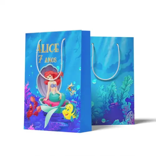 Sacolinha Personalizada Personalizada a Pequena Sereia Ariel | Lembrancinha Festa Infantil