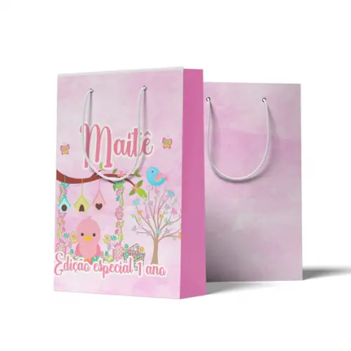 Sacolinha Personalizada Personalizada Jardim Encantado dos Pássaros | Lembrancinha Festa Infantil
