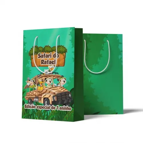 Sacolinha Personalizada Personalizada Mickey Safari | Lembrancinha Festa Infantil