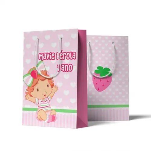 Sacolinha Personalizada Personalizada Moranguinho Baby | Lembrancinha Festa Infantil