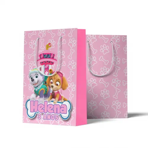 Sacolinha Personalizada Personalizada Patrulha Canina Rosa | Lembrancinha Festa Infantil