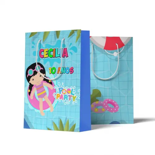Sacolinha Personalizada Personalizada Pool Party Menina | Lembrancinha Festa Infantil