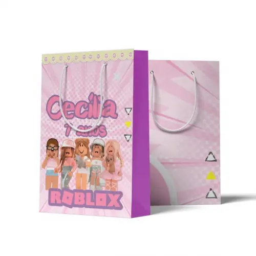 Sacolinha Personalizada Personalizada Roblox Rosa | Lembrancinha Festa Infantil