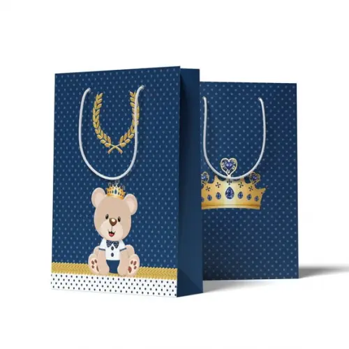 Sacolinha Personalizada Personalizada Ursinho Príncipe | Lembrancinha Festa Infantil